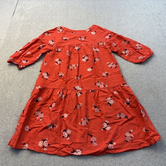 Old Navy Dress Girls Teens XL 14 Linen Blend Orange Pink Floral Cottage Core - Picture 2 of 7
